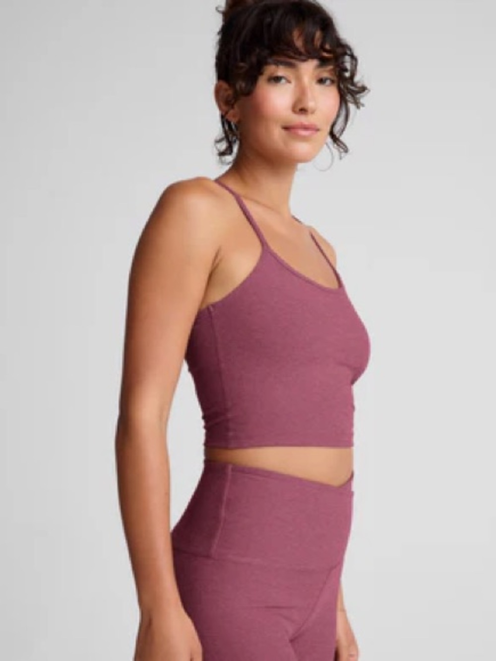 Beyond Yoga Slim Racerback Cropped Spacedye Smooth Mauve Heather Tank Size Small